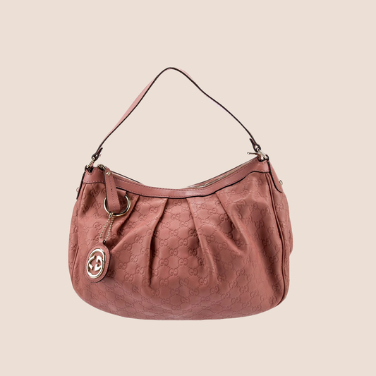GUCCI PALE PINK GG MONOGRAM SUKEY TOTE BAG