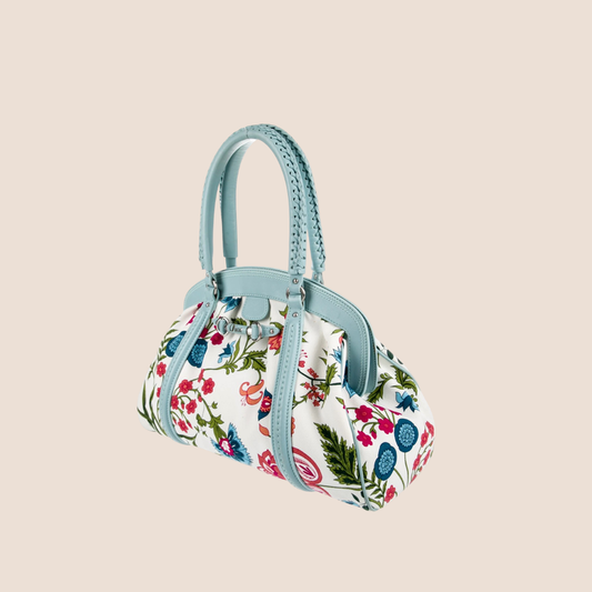 CHRISTIAN DIOR 2007 MY DIOR FLORAL FRAME SATCHEL BAG