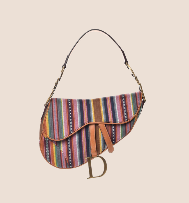 CHRISTIAN DIOR 2002 MULTICOLOUR STRIPED SADDLE BAG