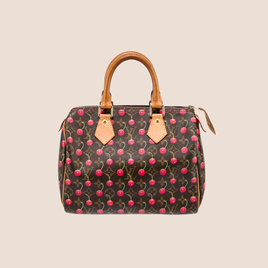 LOUIS VUITTON TAKASHI MURAKAMI BROWN MONOGRAM CERISES SPEEDY 25 BAG