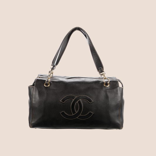 CHANEL BLACK TIMELESS CC ZIP TOTE BAG