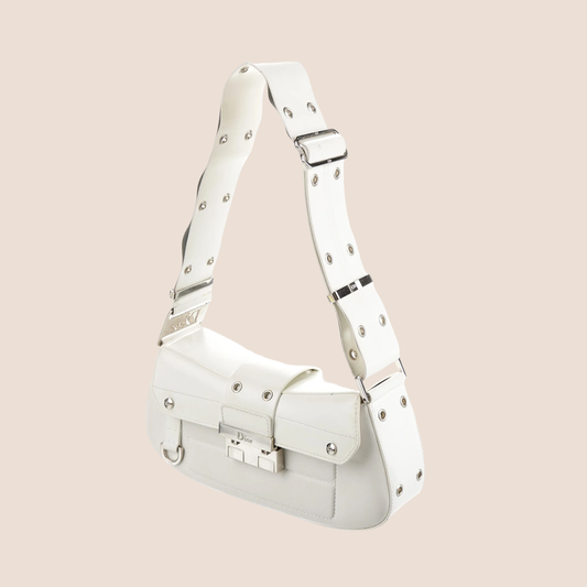 CHRISTIAN DIOR 2003 WHITE LEATHER STREET CHIC COLUMBUS BAG