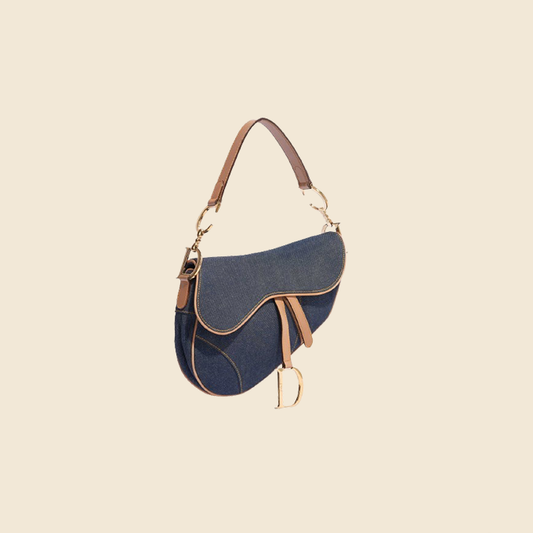 CHRISTIAN DIOR BLUE DENIM SADDLE BAG