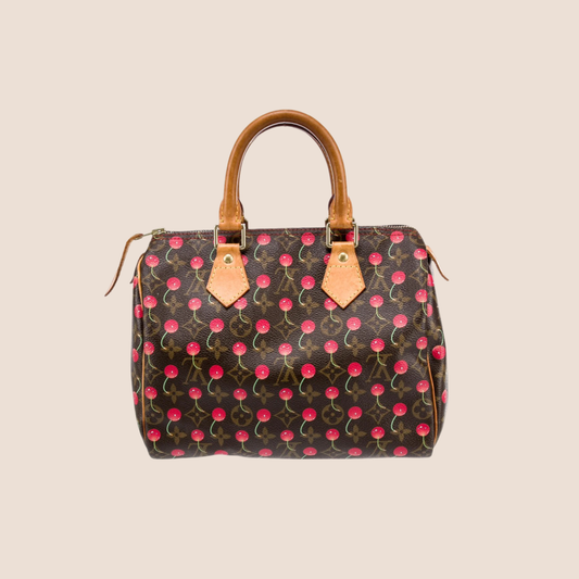 LOUIS VUITTON TAKASHI MURAKAMI BROWN MONOGRAM CERISES SPEEDY 25 BAG