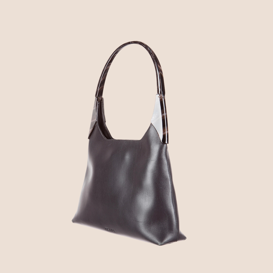 PRADA 2000 BROWN LEATHER RESIN HANDLE BAG
