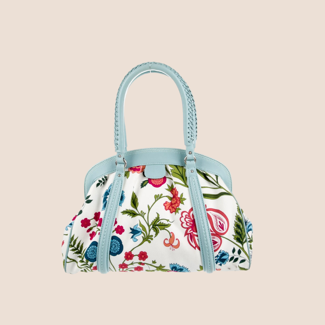 CHRISTIAN DIOR 2007 MY DIOR FLORAL FRAME SATCHEL BAG