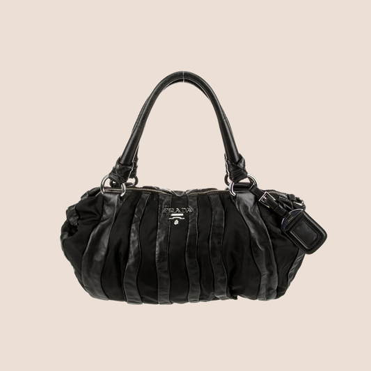 PRADA 2000 BLACK  NAPPA WAVES HANDBAG