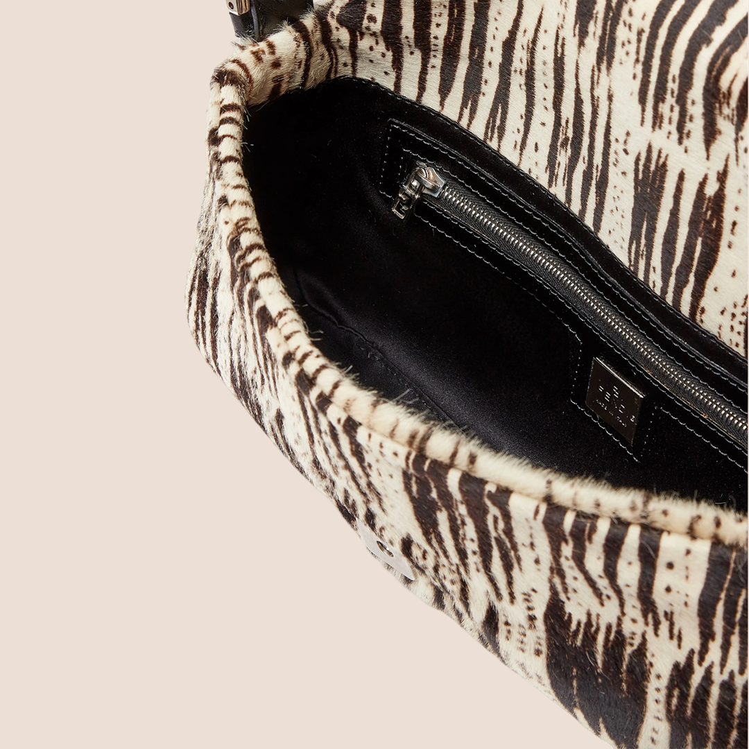 FENDI 2000 ZEBRA PONY HAIR BAGUETTE BAG