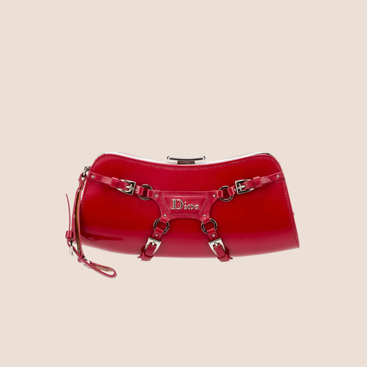 CHRISTIAN DIOR 2003 FALL RED LEATHER MINI BONDAGE WRISTLET