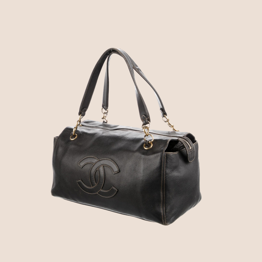 CHANEL BLACK TIMELESS CC ZIP TOTE BAG