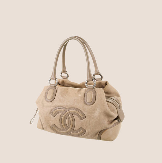 CHANEL 2010 BROWN CC CUP BOWLER BAG