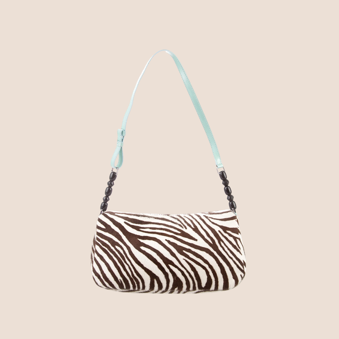 CHRISTIAN DIOR PONY HAIR ZEBRA PRINT MALICE SHOULDER BAG