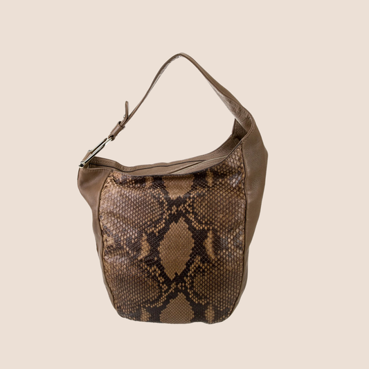 GUCCI BROWN PYTHON GREEWICH MEDIUM HOBO BAG
