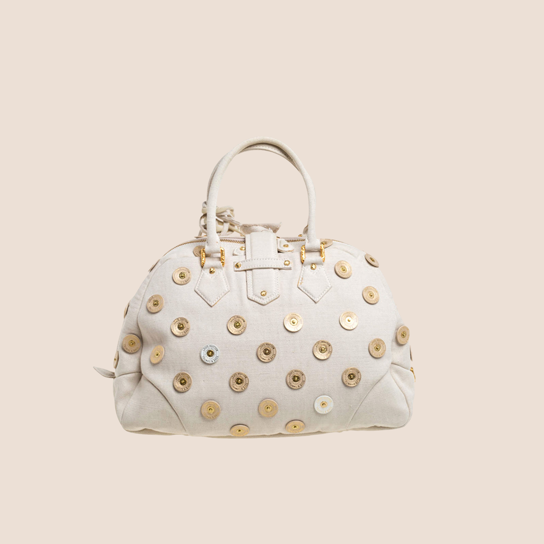 LOUIS VUITTON BEIGE BOWLY POLKA DOT PANAMA BAG