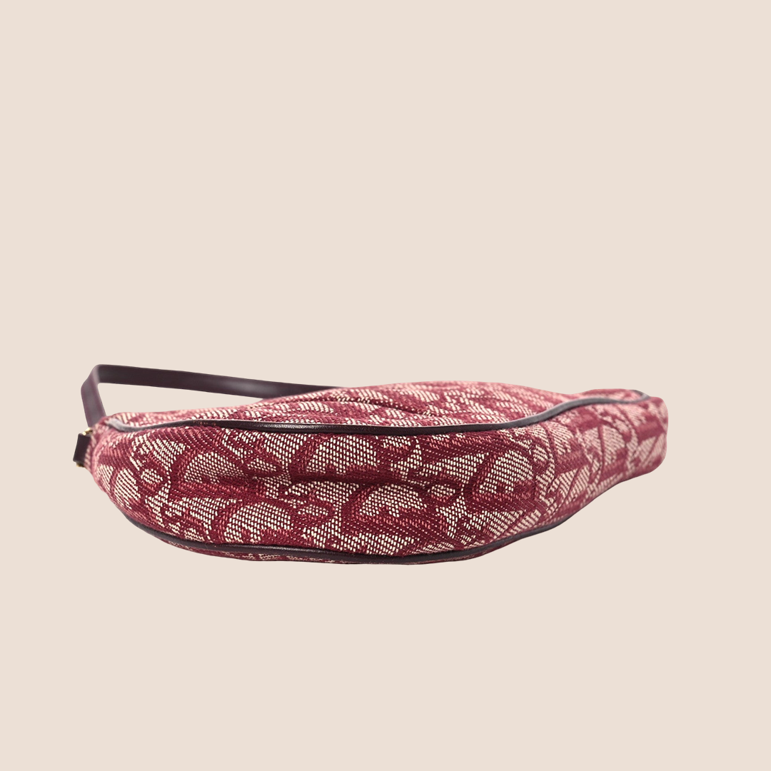 CHRISTIAN DIOR 2000 BURGUNDY TROTTER CANVAS MINI SADDLE BAG
