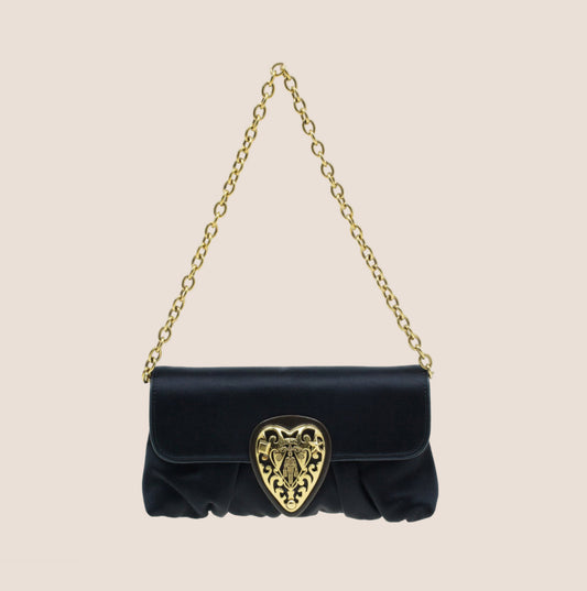 GUCCI BLACK SATIN BABOUSKA SHOULDER BAG
