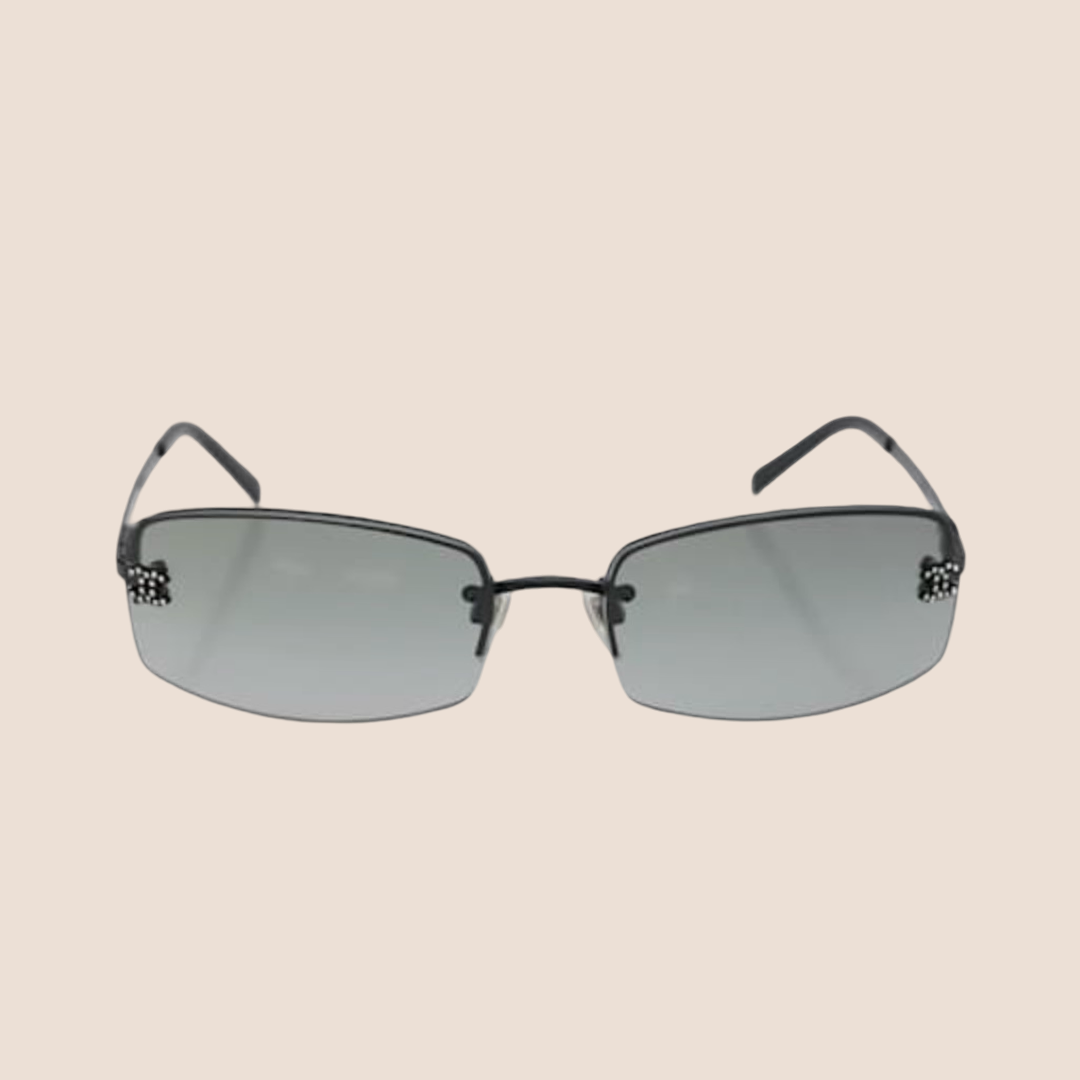 CHANEL CC LOGO CRYSTAL BLACK SUNGLASSES