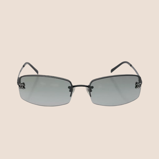 CHANEL CC LOGO CRYSTAL BLACK SUNGLASSES