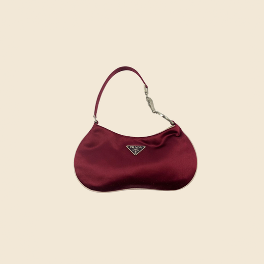PRADA Tessuto Nylon/Red Velvet, Patent Leather Trimmed Shoulder Tote Bag
