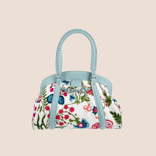 CHRISTIAN DIOR 2007 MY DIOR FLORAL FRAME SATCHEL BAG