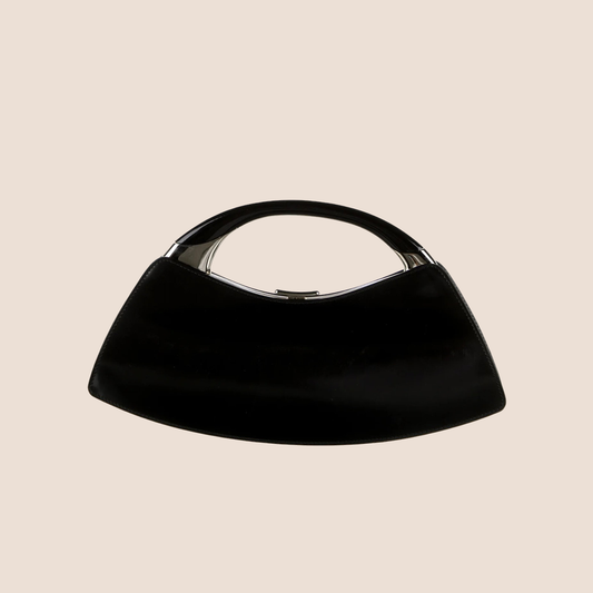 CHRISTIAN DIOR 2003 FALL BLACK LEATHER MINI BONDAGE CLUTCH