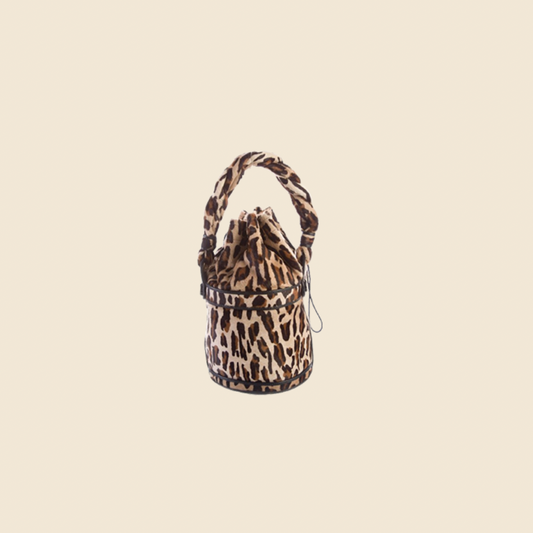 FENDI CALF HAIR LEOPARD PRINT BUCKET BAG