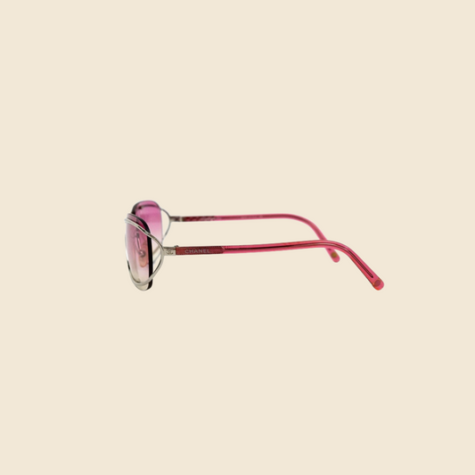 CHANEL 90s PINK TINTED METAL FRAME SUNGLASSES