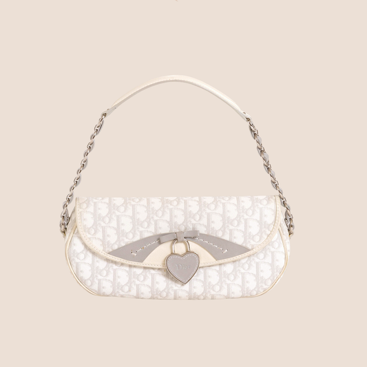 CHRISTIAN DIOR 2007 WHITE & GREY ROMANTIQUE BAGUETTE BAG