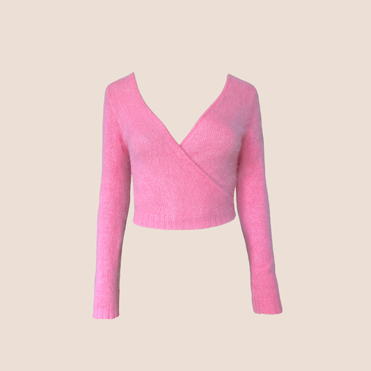 VERSUS 1990s BUBBLEGUM PINK WRAP CARDIGAN