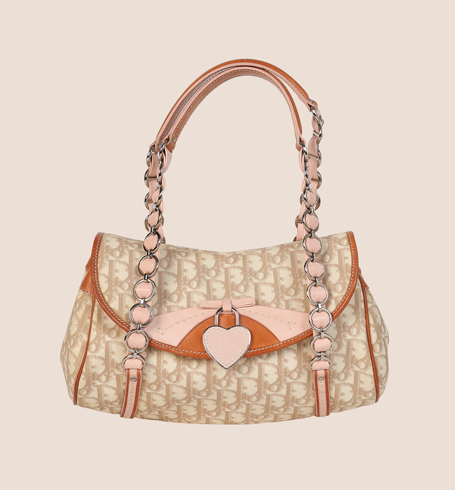 CHRISTIAN DIOR 2007 PINK & BEIGE ROMANTIQUE SHOULDER BAG