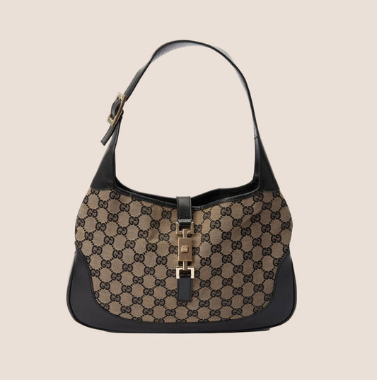 GUCCI BROWN GG MONOGRAM JACKIE O HOBO BAG