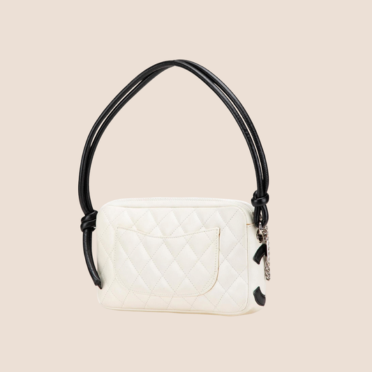 CHANEL 2005 WHITE & BLACK CAMBON QUILTED LEATHER BAG