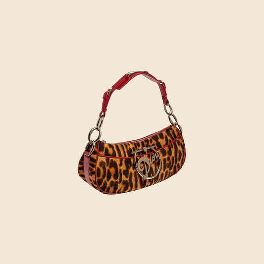 CHRISTIAN DIOR 2000s LEOPARD PRINT DIVA SHOULDER BAG