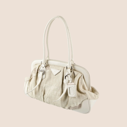 PRADA 2000 BEIGE CANAPA FRAME BAG