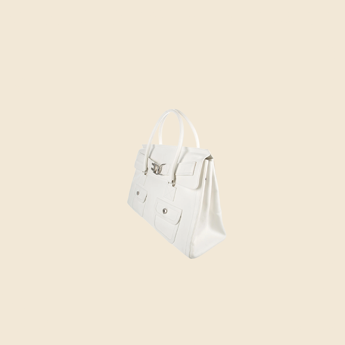 CHRISTIAN DIOR 2005 FLIGHT WHITE LEATHER WEEKEND BAG