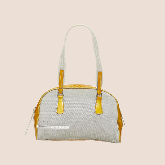 PRADA SPORTS GREY & YELLOW NYLON BOWLER BAG