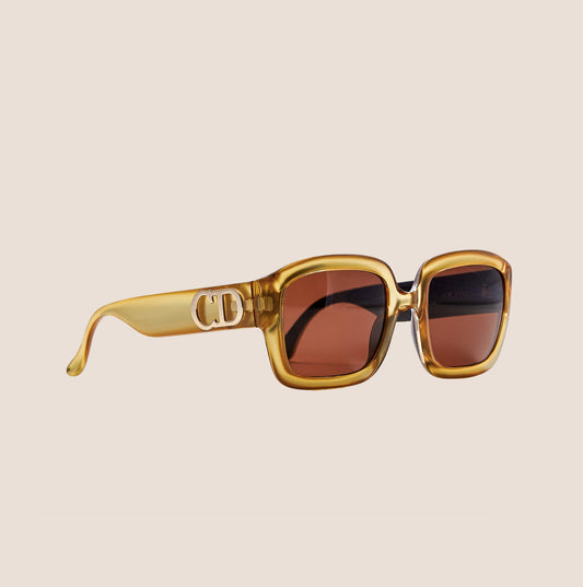 CHRISTIAN DIOR MUSTARD YELLOW CD RECTANGLE SUNGLASSES