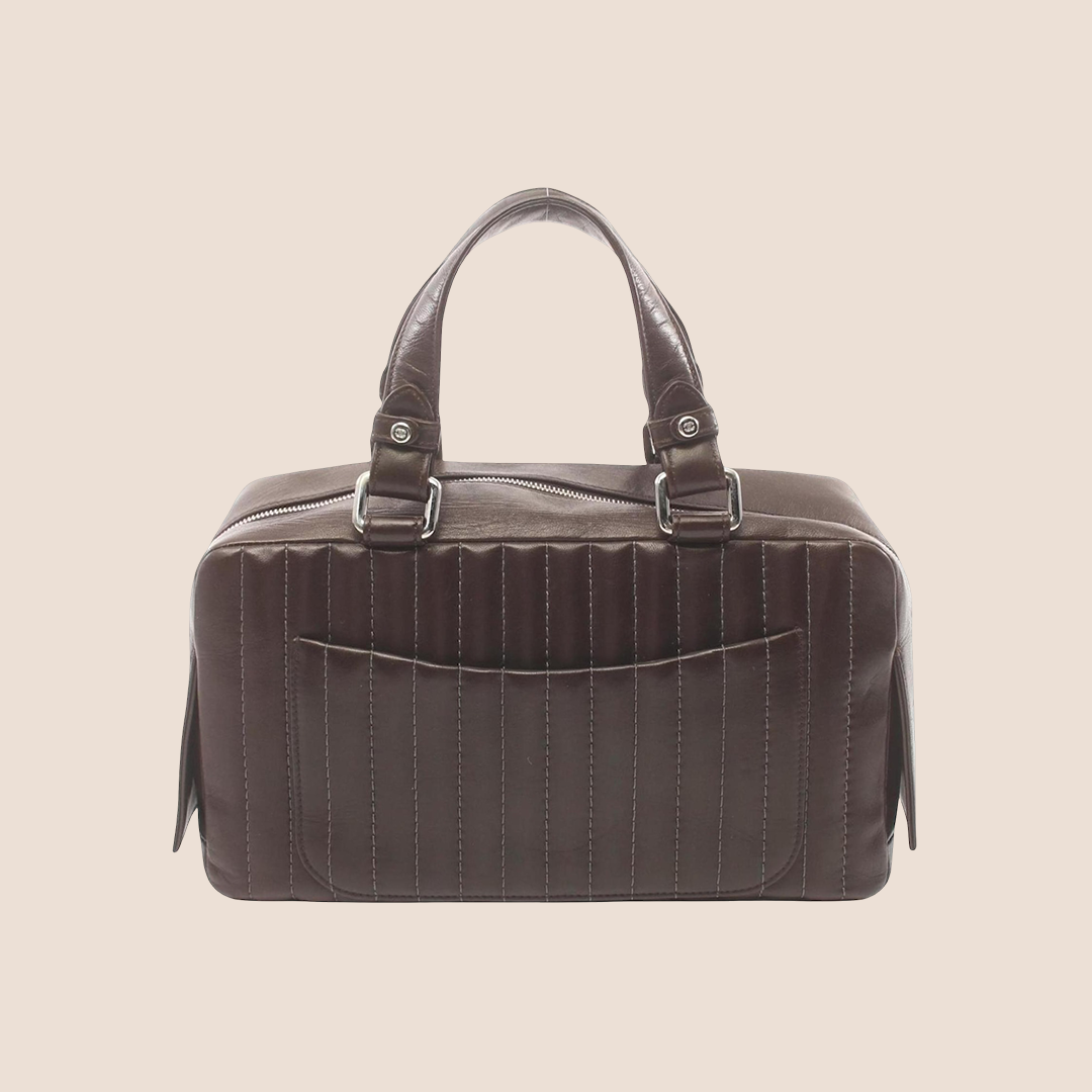 CHANEL BROWN LEATHER MADEMOISELLE BOSTON BAG