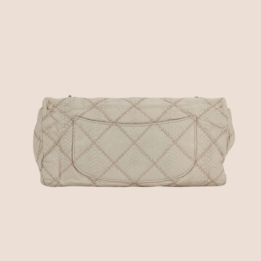 CHANEL BEIGE PYTHON ULTIMATE STITCH EAST WEST FLAP BAG