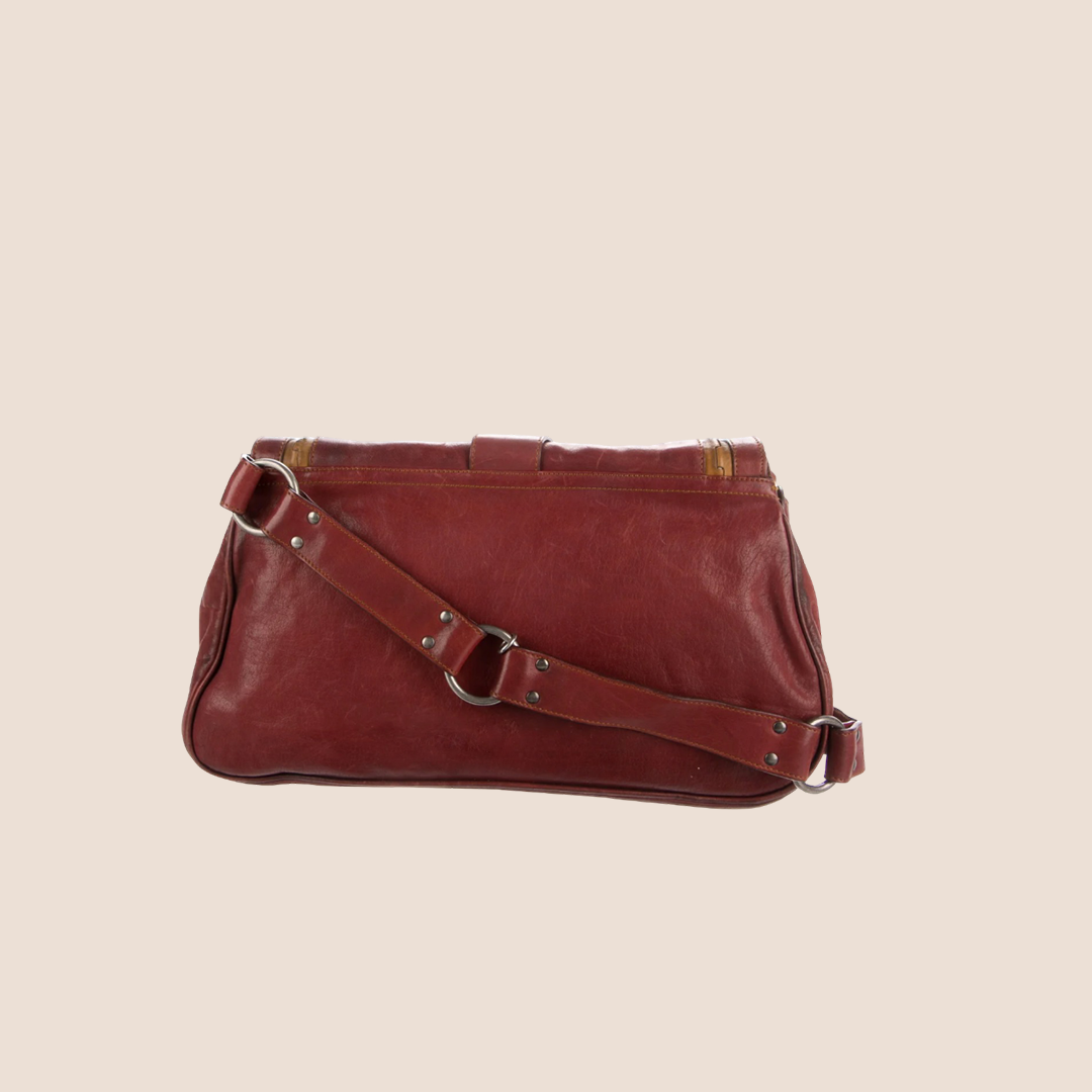 CHRISTIAN DIOR 2006 RED LEATHER DOUBLE MINI GAUCHO BAG