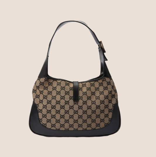 GUCCI BROWN GG MONOGRAM JACKIE O HOBO BAG