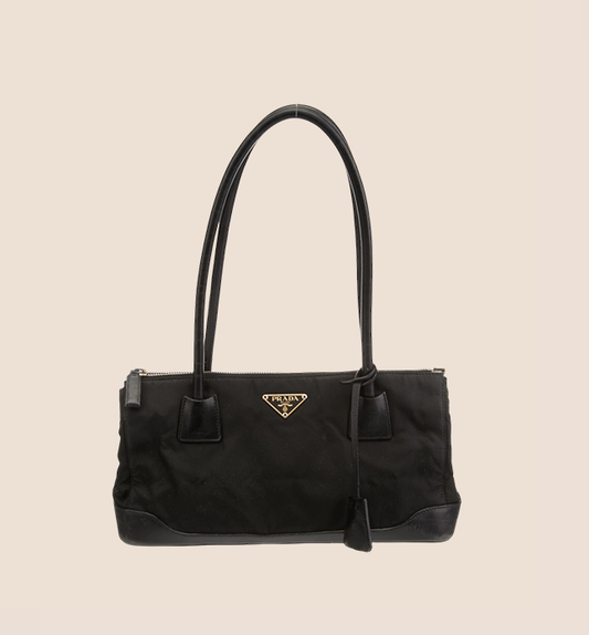 PRADA 2000 BLACK NYLON RIGID SHOULDER BAG