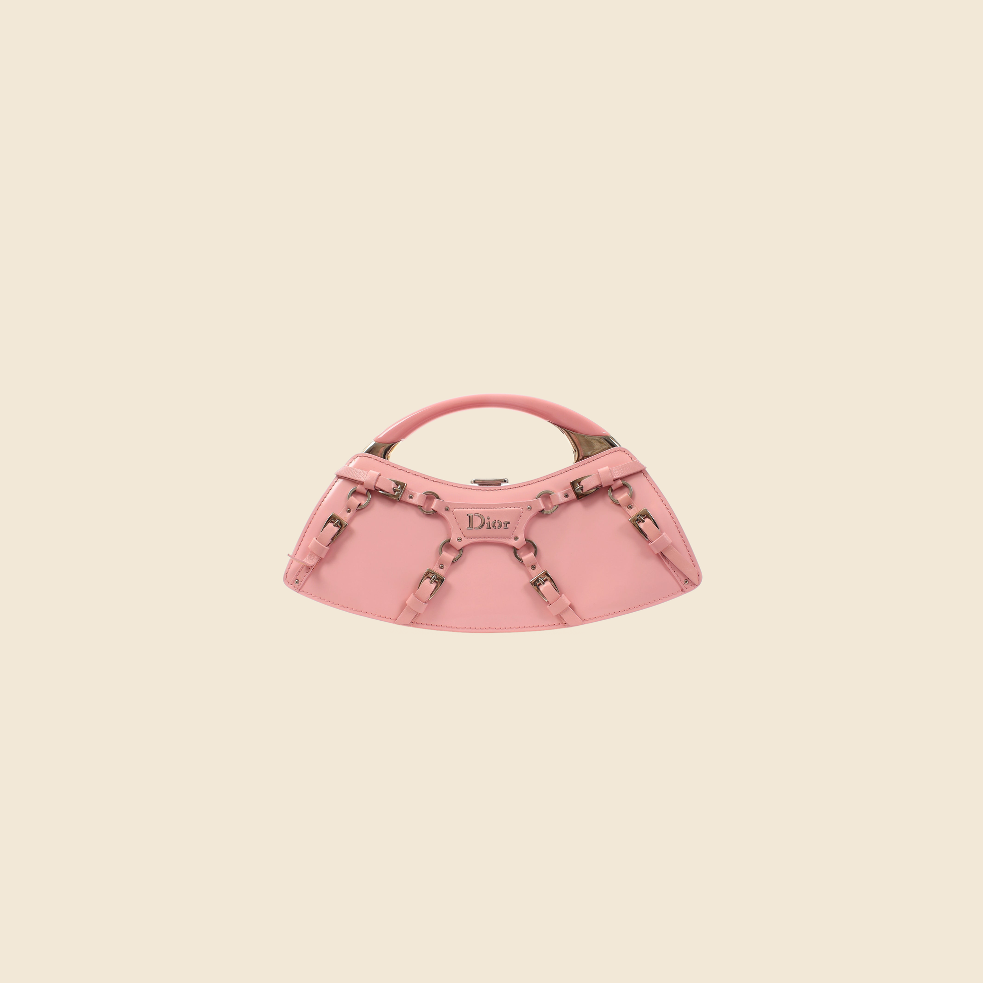 CHRISTIAN DIOR 2003 BONDAGE PINK LEATHER CLUTCH