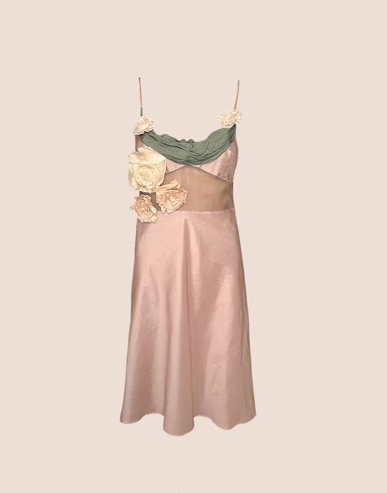 MIU MIU SPRING 2004 PINK FLORAL SILK DRESS