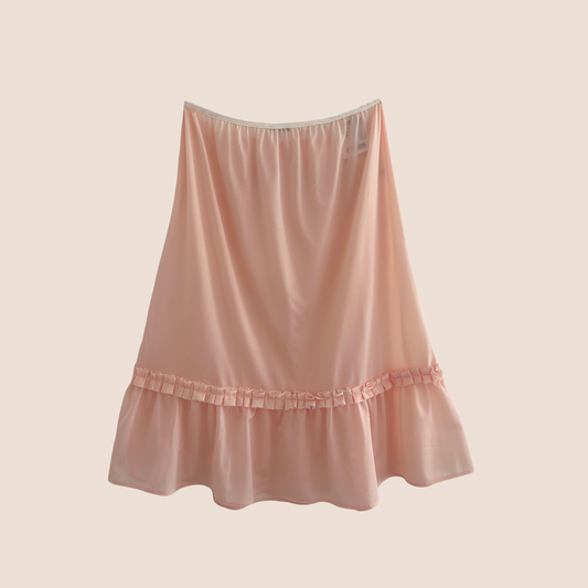 MIU MIU 2000s PETAL PINK RUFFLE HEM MIDI SKIRT