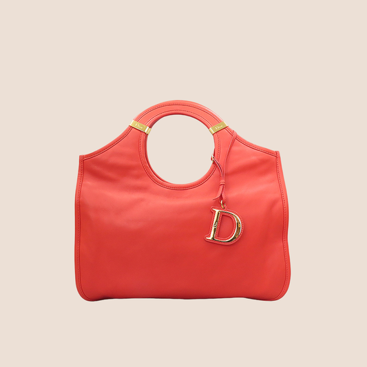 CHRISTIAN DIOR RED LEATHER DIORITA HOBO BAG