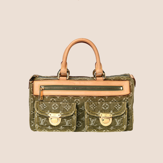 LOUIS VUITTON GREEN MONOGRAM DENIM NEO SPEEDY BAG