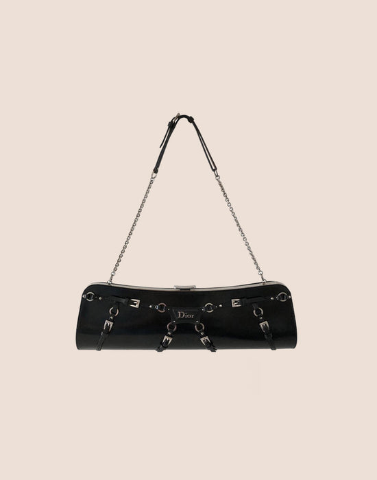 CHRISTIAN DIOR FALL 2003 BLACK BONDAGE CHAIN CLUTCH