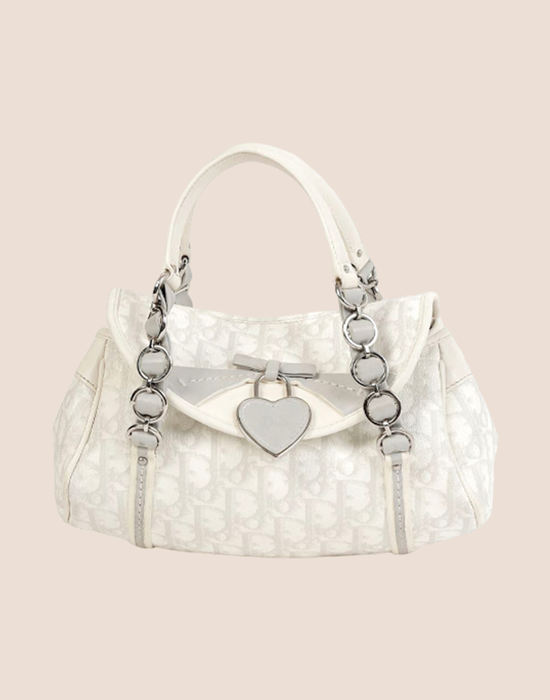 CHRISTIAN DIOR 2007 GREY & WHITE ROMANTIQUE TROTTER MINI HANDBAG