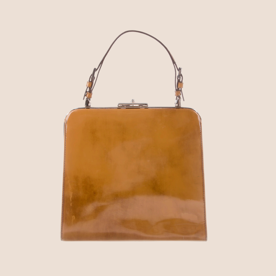 PRADA 2005 TAN LEATHER SPAZZOLATO HANDBAG